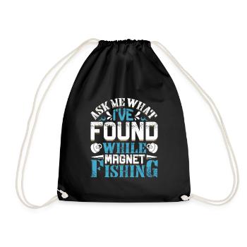 Magnetangler Ask me what I found Magnet fishing - Turnbeutel - Schwarz - Vorne
