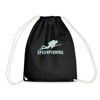 Spearfisher Spearfishing Fish Hunt with Harpoon - Drawstring Bag - black - Front