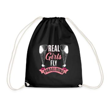 Paraglider Women Real Girls Fly Paragliding - Drawstring Bag - black - Front