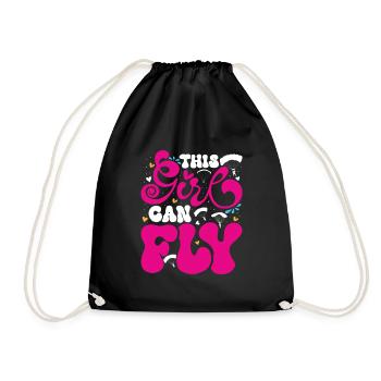 Paragliding Women's Fly - Drawstring Bag - black - Front
