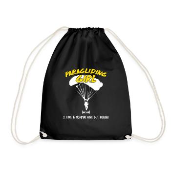 Paragliding Girl Paraglider Women - Drawstring Bag - black - Front