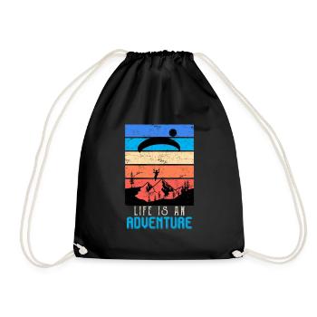 Paragliders Life is an adventure - Drawstring Bag - black - Front