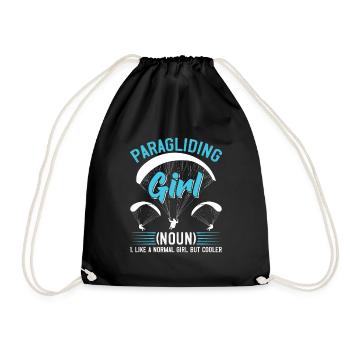 Paragliding Girl Paraglider Ladies - Drawstring Bag - black - Front