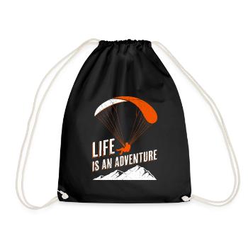 Paragliding Life is an adventure - Drawstring Bag - black - Front