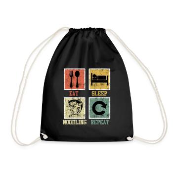 Waller Pêche Manger Sommeil Nouilles Répéter - Sac de sport léger - noir - Devant