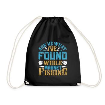 Magnetangler Ask me what I found Magnet fishing - Turnbeutel - Schwarz - Vorne