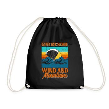 Thermal Paragliding Flight Give me Wind and Mountains - Drawstring Bag - black - Front