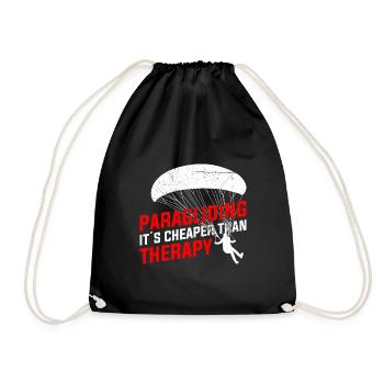 Paragliding is cheaper than sport flying therapy - Drawstring Bag - black - Front