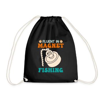 Magnetfischer Fluent in Magnetfishing Magnetangler - Turnbeutel - Schwarz - Vorne