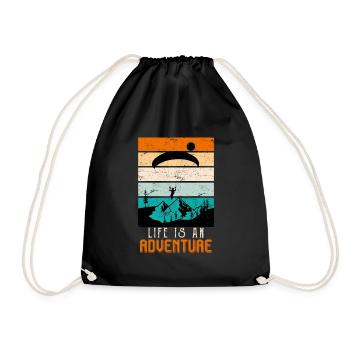 Paragliders Life is an adventure - Drawstring Bag - black - Front