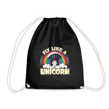 Paragliding Girl Fly like a Unicorn Paraglider - Drawstring Bag - black - Front