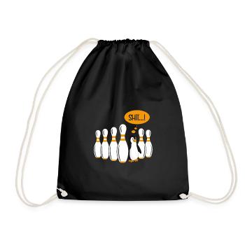Bowlingbahn Pinguin Shit ...! Lustiges Shirt - Turnbeutel - Schwarz - Vorne