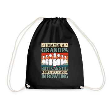 Bowling Grandpa I may be a Grandpa Bowling Player - Drawstring Bag - black - Front