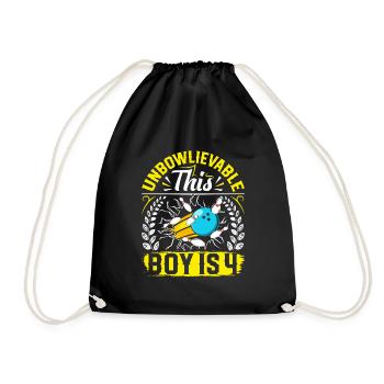 B-Day Unbowlievable This Boy is 4 Bowling - Drawstring Bag - black - Front