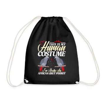 Grey Parrot This is my Human Costume Parrot - Drawstring Bag - black - Front