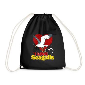 Seagulls I love Seagulls Seagulls Bird lovers - Drawstring Bag - black - Front