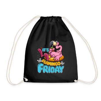 Flamingos It ́s Flamingo Friday Flamingo Party - Drawstring Bag - black - Front