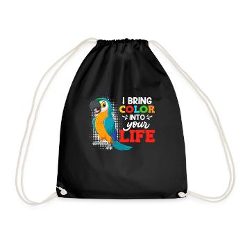 Aras I bring Color into your Life Macaw Parrot - Drawstring Bag - black - Front