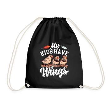 Zebra Finch My Kids have Wings Finch Bird - Drawstring Bag - black - Front