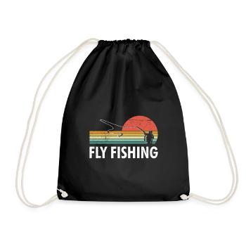Fly Fishing Fish Hunting Fly Angler Fishing - Drawstring Bag - black - Front