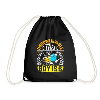 B-Day Unbelievable This Boy is 6 Bowling - Drawstring Bag - black - Front