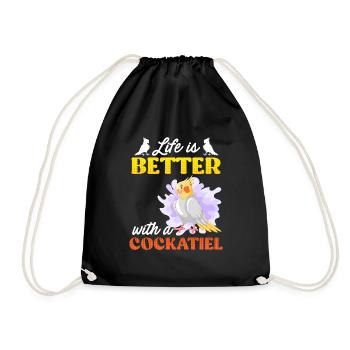 La vie est meilleure avec un Cockatiel Vogelfreund - Sac de sport léger - noir - Devant