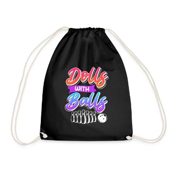Bowlingspieler Frauen Dolls with Balls - Turnbeutel - Schwarz - Vorne