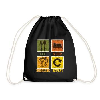 Waller Pêche Manger Sommeil Nouilles Répéter - Sac de sport léger - noir - Devant