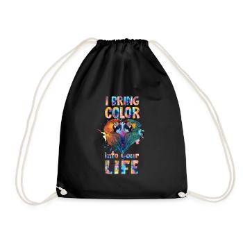 Macaw Parrot I bring Color into your Life Parrots - Drawstring Bag - black - Front