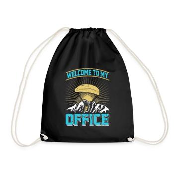 Paraglider Welcome to my Office Gleitschirm - Drawstring Bag - black - Front