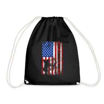 Bogenfischen USA Amerika Flagge Bogenjäger - Turnbeutel - Schwarz - Vorne