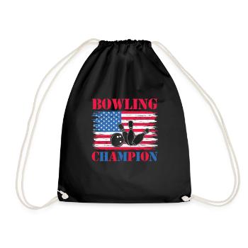Bowling Champion America Bowling Player USA - Drawstring Bag - black - Front