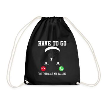 Paragliding must Go, the thermals are calling - Drawstring Bag - black - Front