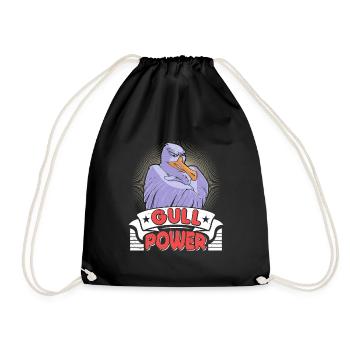 Seagulls Gull Power Coastal Bird Baltic Sea North Sea - Drawstring Bag - black - Front