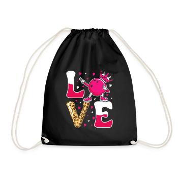 LOVE Bowling Shirt Damen Bowlingbahn Outfit - Turnbeutel - Schwarz - Vorne