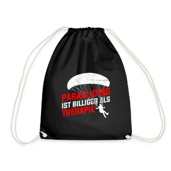 Paragliding is cheaper than sport flying therapy - Drawstring Bag - black - Front