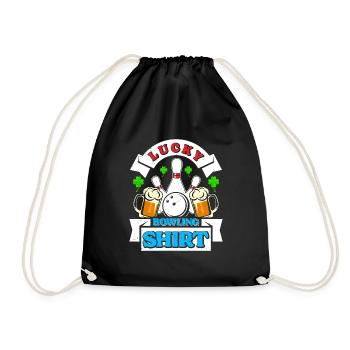 Bowling Player Lucky Bowling Shirt Beer Drinker - Drawstring Bag - black - Front