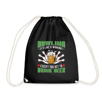 Bowling is like a Workout Biertrinker Bowler - Drawstring Bag - black - Front
