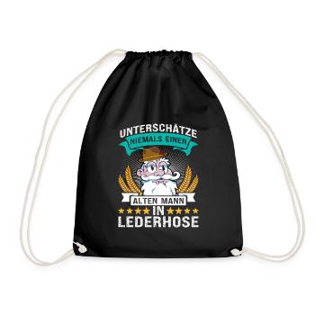 Unterschätze Niemals einen Alten Mann in Lederhose - Turnbeutel - Schwarz - Vorne