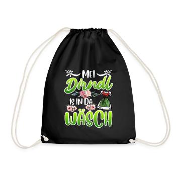 Mein Dirndl is in da Wäsch Bayerisches Dirndl Shir - Turnbeutel - Schwarz - Vorne
