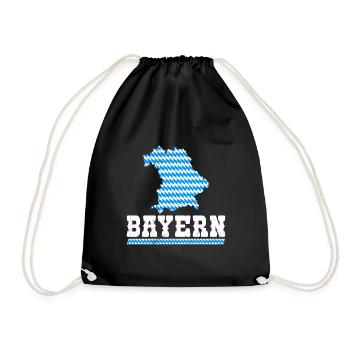 Bayern Blau Weiß Freistaat Bayern Bayerisch - Turnbeutel - Schwarz - Vorne