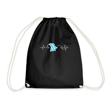 Free State of Bavaria Heart palpitations Bavarian flag - Drawstring Bag - black - Front