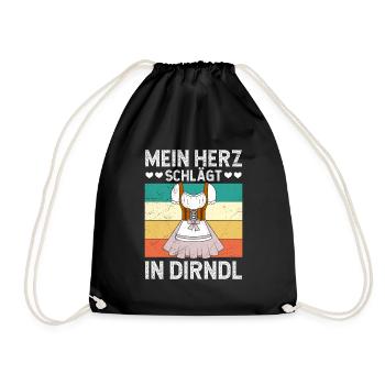 Deutschland Mein Herz schlägt in Dirndl Frauen - Turnbeutel - Schwarz - Vorne