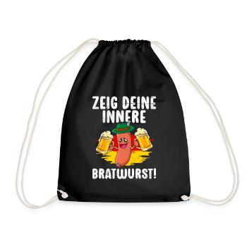 Deutschland Bierfan Zeig deine Innere Bratwurst - Turnbeutel - Schwarz - Vorne