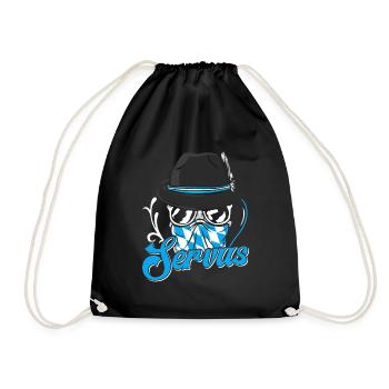 Bayerisch Servus München Shirt Bayern Gruß - Drawstring Bag - black - Front