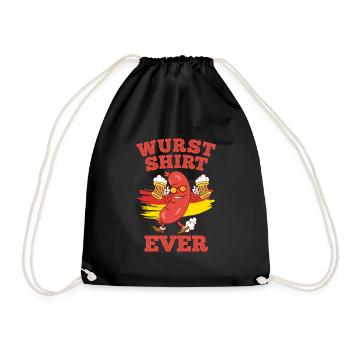 Wurst Shirt Ever Deutsches Essen Bierfan - Drawstring Bag - black - Front