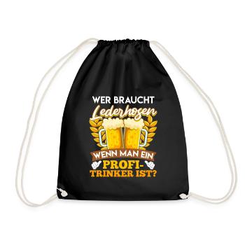 Bierfan Wer Braucht Lederhosen Profi Trinker - Turnbeutel - Schwarz - Vorne