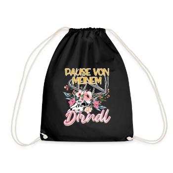 Trachten Shirt Damen Pause von meinem Dirndl - Turnbeutel - Schwarz - Vorne