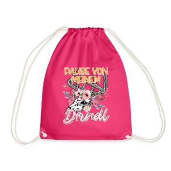 Trachten Shirt Damen Pause von meinem Dirndl - Turnbeutel - Fuchsia - Vorne