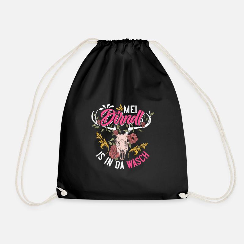 Mein Dirndl is in da Wäsch Bayerisches Dirndl Shir - Turnbeutel - Schwarz